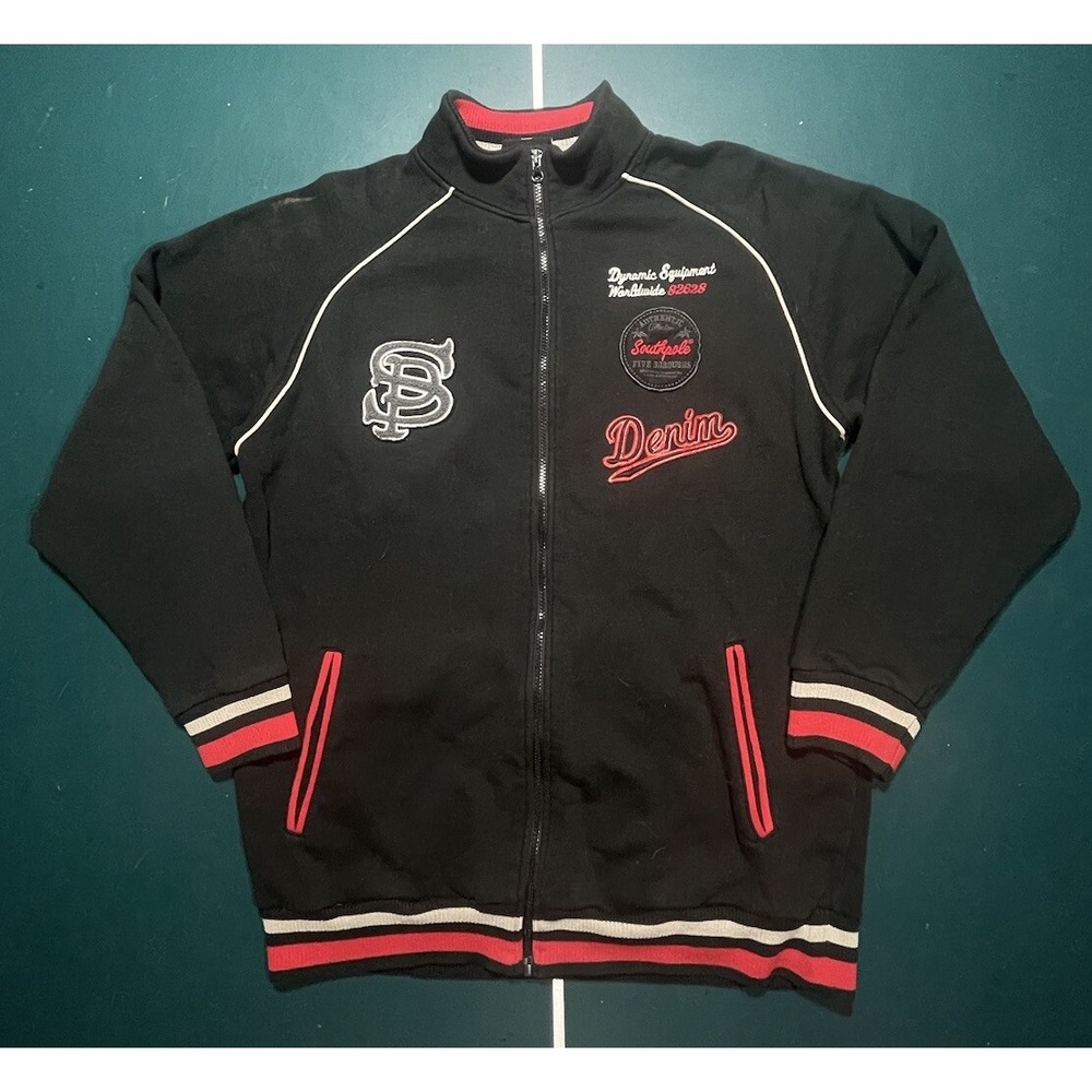 VINTAGE Southpole Full Zip Jacket Mens Medium Red Black Y2k Skater‎ Grunge